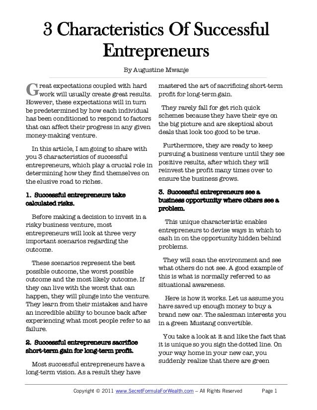 The 12 Characteristics of Successful Entrepreneur